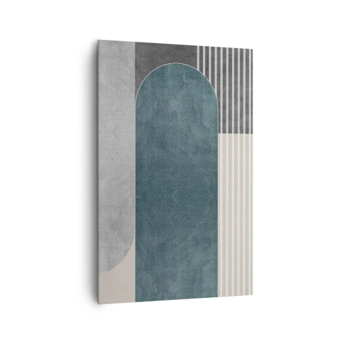 Bild auf Leinwand - Leinwandbild - Geometrische Abstraktion in Grau- und Grüntönen - 80x120cm - Komposition auf der Ebene - Moderne Wanddekoration für Wohnzimmer und Schlafzimmer ARTTOR