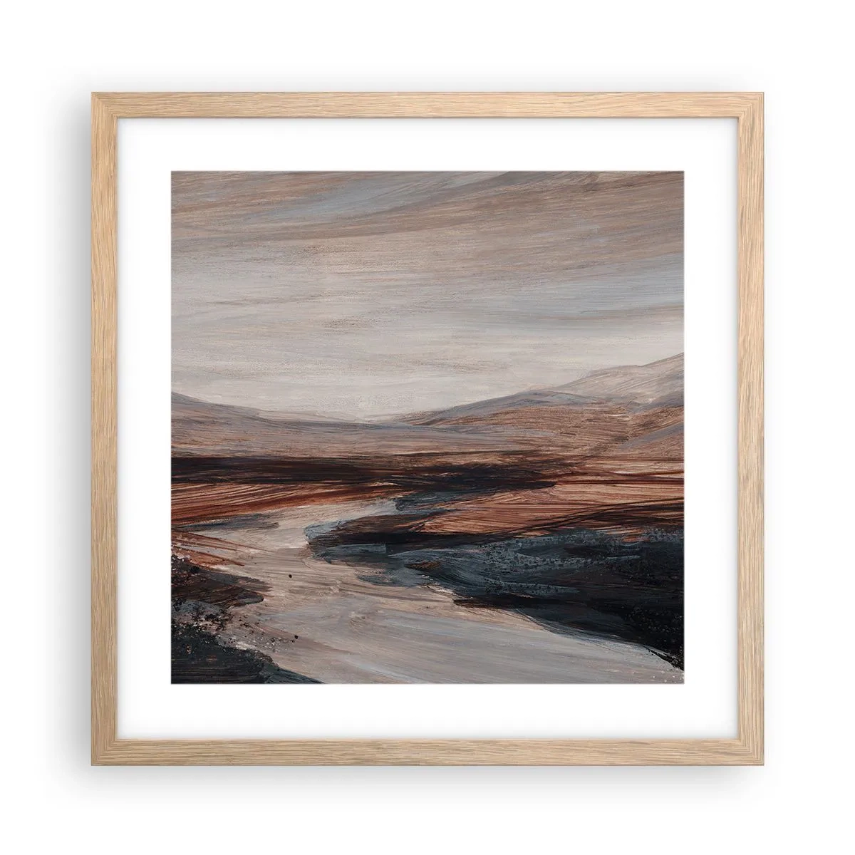 Poster in einem Rahmen aus heller Eiche - Ruhiges Tal - 40x40 cm