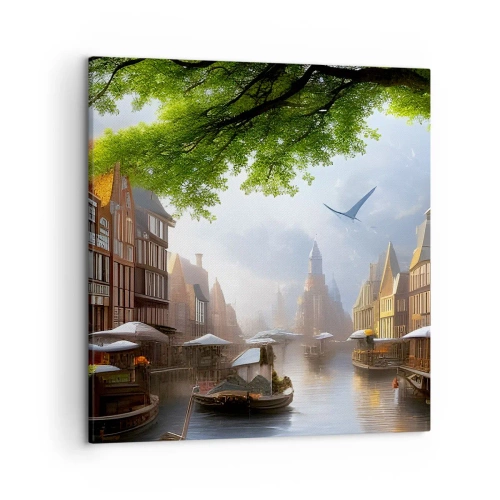 Bild auf Leinwand - Leinwandbild - Niederländisches Stadtbild - 50x50 cm