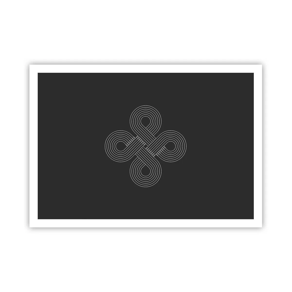 Poster - Keltisches Muster im minimalistischen Stil auf schwarzem Hintergrund - 100x70cm - Im keltischen Geist - Moderne Wanddekoration für Wohnzimmer und Schlafzimmer ARTTOR