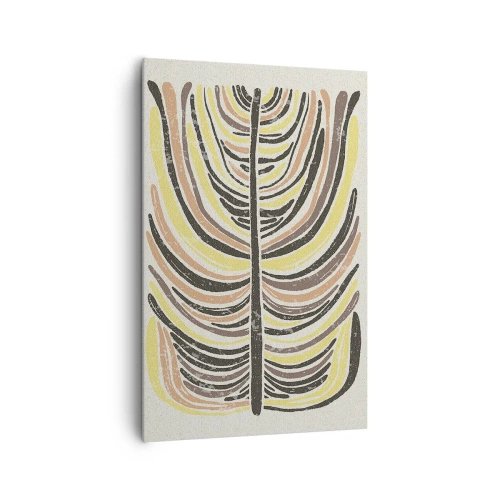 Bild auf Leinwand - Leinwandbild - Abstraktes Blattmotiv in Erdtönen - 80x120cm - Abstraktion voller Leben - Moderne Wanddekoration für Wohnzimmer und Schlafzimmer ARTTOR
