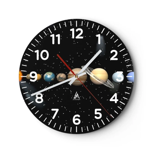 Wanduhr - Glasuhr - Und die Planeten werden verrückt und toben ... - 40x40 cm