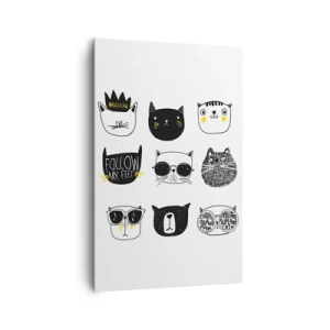 Bild auf Leinwand - Leinwandbild - Stilvolle Katzenillustrationen im minimalistischen Stil - 80x120cm - Jeder andere - Moderne Wanddekoration für Wohnzimmer und Schlafzimmer ARTTOR