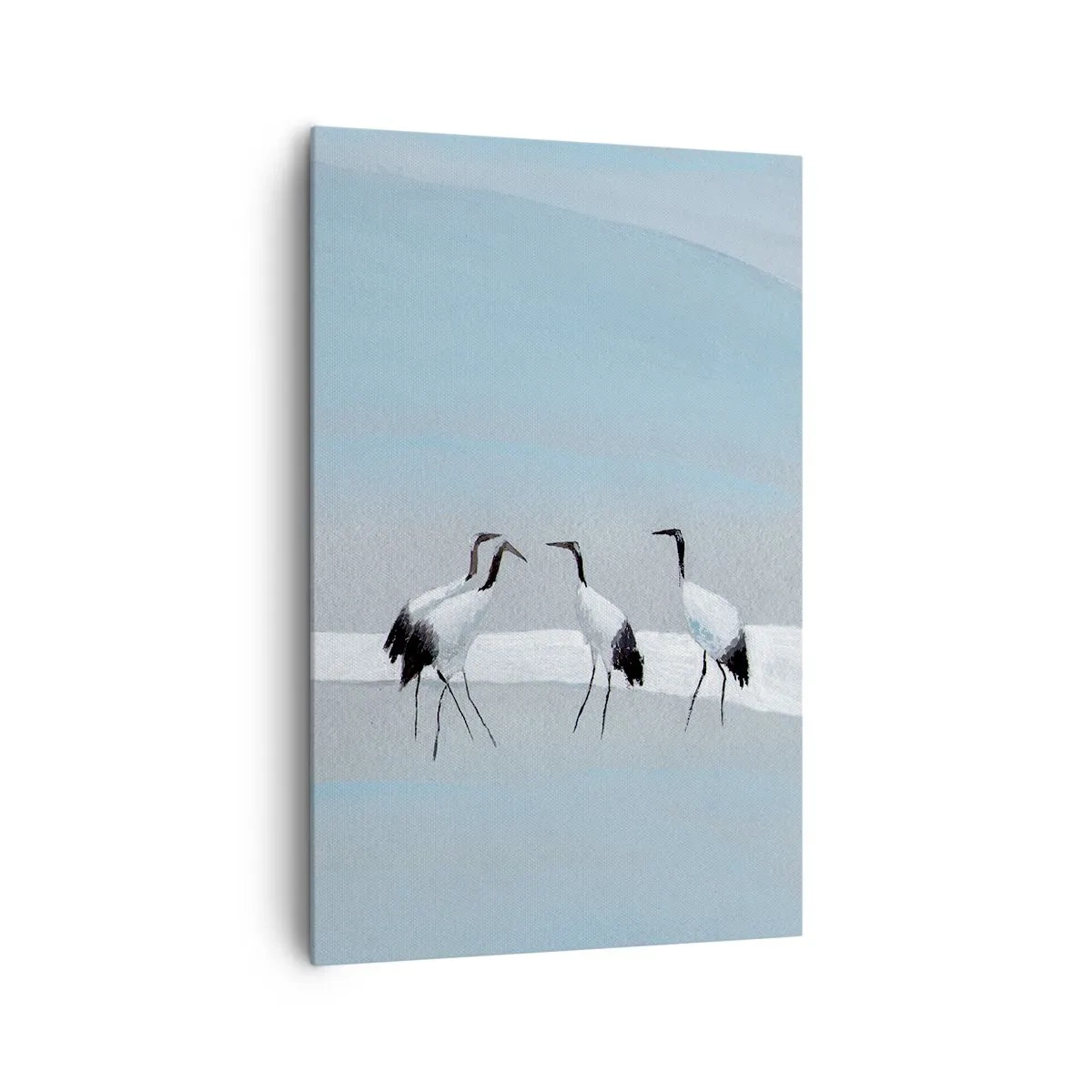 Bild auf Leinwand - Leinwandbild - Eine Gruppe von Kranichen vor blauem Himmel und der aufgehenden Sonne - 80x120cm - Nach einem heißen Tag - Moderne Wanddekoration für Wohnzimmer und Schlafzimmer ARTTOR