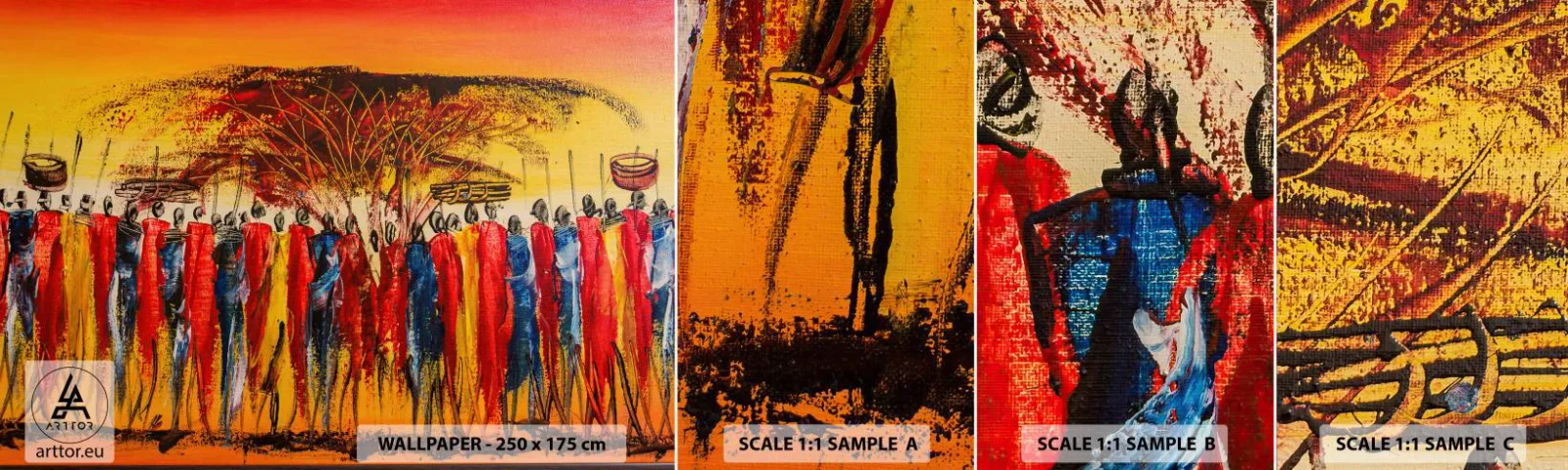Fototapeten Muster Selbstklebend Deluxe Sticker - Dort, dort, dort gehen sie - Stück, Menschen, Afrika - 100x30 cm