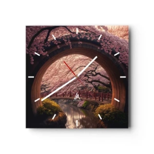 Wanduhr - Glasuhr - Japanischer Frühling - 40x40 cm