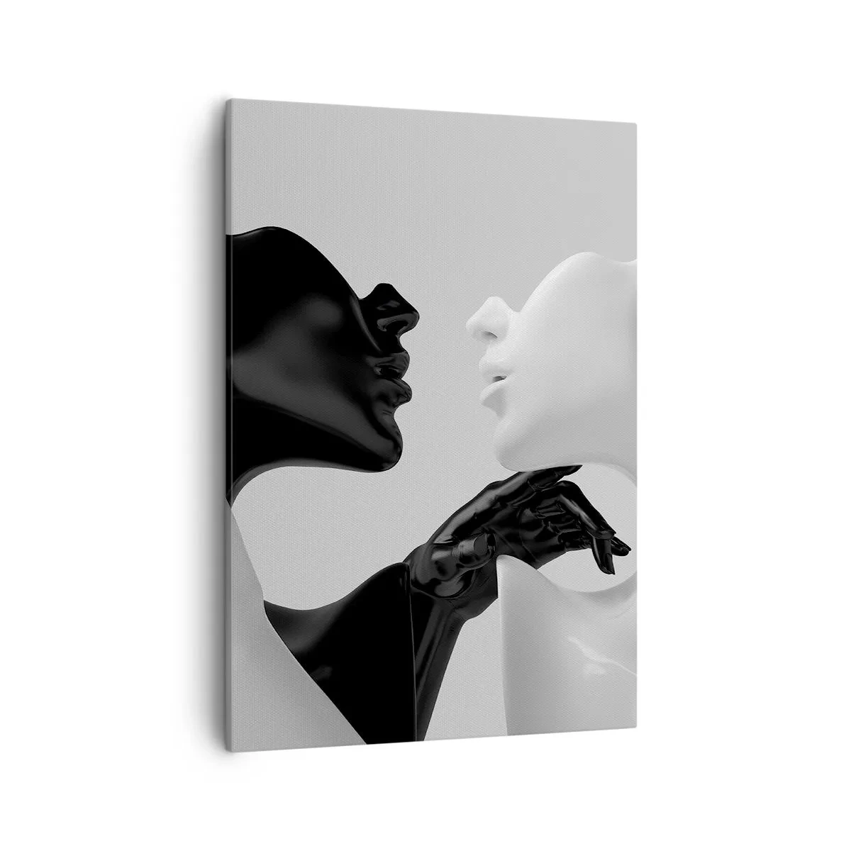Bild auf Leinwand - Leinwandbild - Schwarz-weiße Silhouetten in dynamischer Nahaufnahme - 50x70cm - Anziehung - Begierde - Moderne Wanddekoration für Wohnzimmer und Schlafzimmer ARTTOR