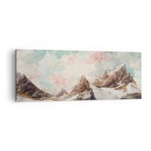 Bild auf Leinwand - Leinwandbild - Malerische Berge mit pastellfarbenem Himmel - 140x50cm - Felsklingen - Moderne Wanddekoration für Wohnzimmer und Schlafzimmer ARTTOR