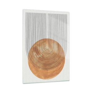 Glasbild - Bild auf glas - Geometrische Form mit konzentrischen Linien und einem goldenen Kreis - 50x70cm - SonnenKomposition - Moderne Wanddekoration für Wohnzimmer und Schlafzimmer ARTTOR