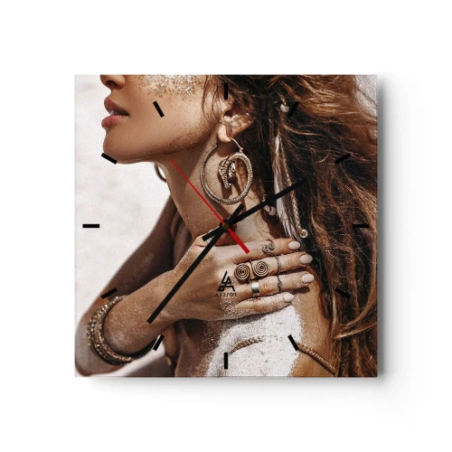 Wanduhr - Glasuhr - Königin des wilden Strandes - 40x40 cm