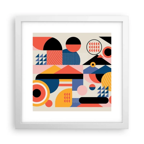 Poster in einem weißen Rahmen - Komposition: Na, los, spiel! - 30x30 cm