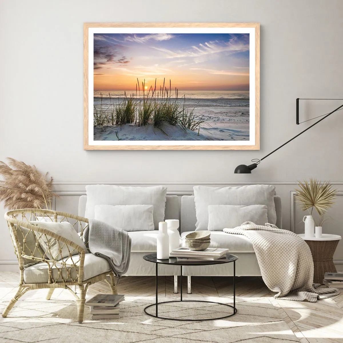 Poster in einem Rahmen aus heller Eiche - Schau, denk, fühl - 50x40 cm