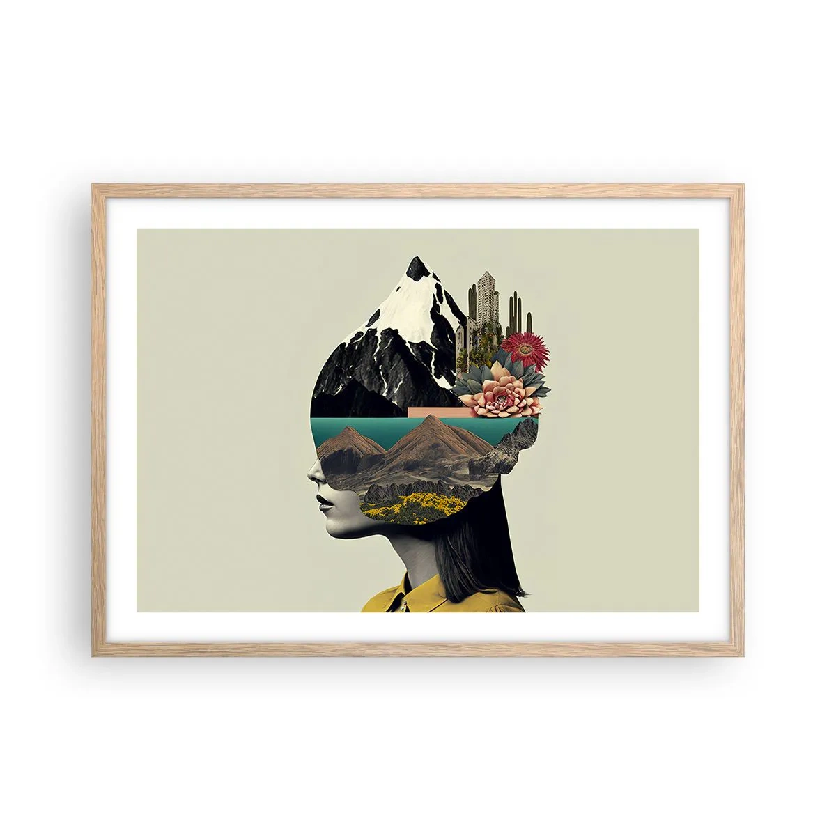 Poster in einem Rahmen aus heller Eiche - Frau – bleibt immer ein Geheimnis - 70x50 cm