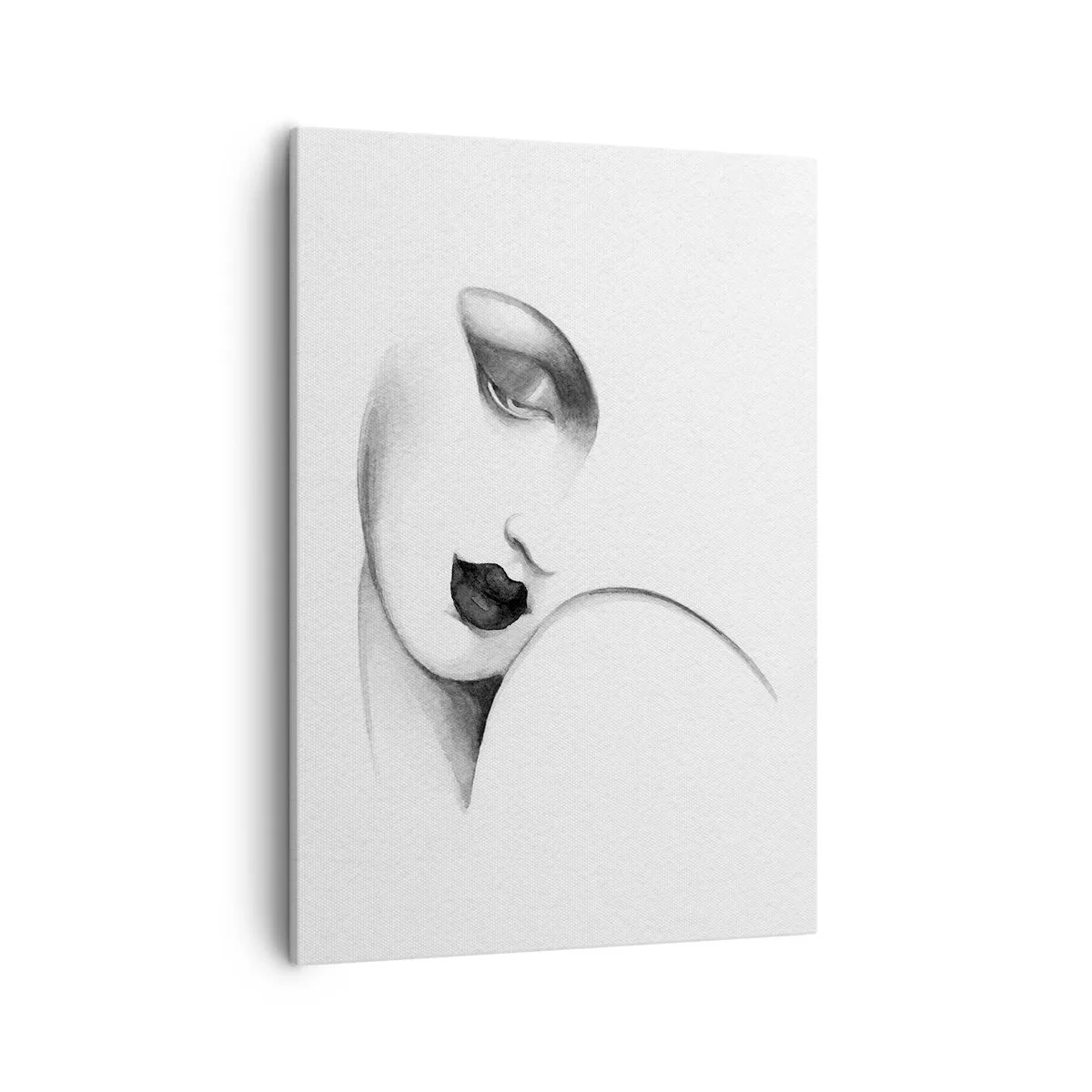 Bild auf Leinwand - Leinwandbild - Ein subtiles Frauenporträt im monochromen Stil - 50x70cm - Im Stil von Łempicka - Moderne Wanddekoration für Wohnzimmer und Schlafzimmer ARTTOR
