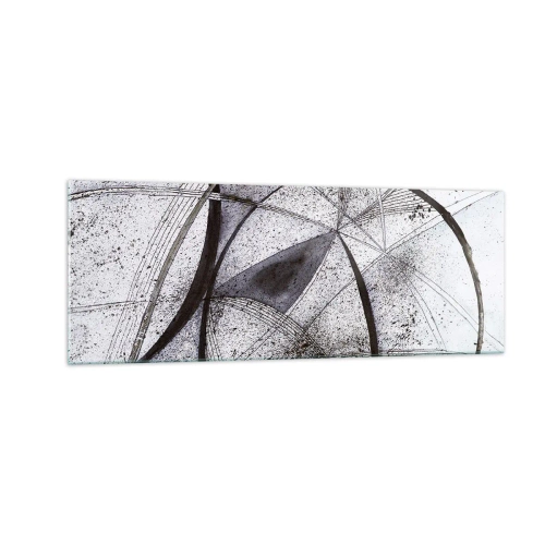 Glasbild - Bild auf glas - Abstrakte Linien und Formen in Grau- und Schwarztönen - 140x50cm - Futuristische Fantasie - Moderne Wanddekoration für Wohnzimmer und Schlafzimmer ARTTOR