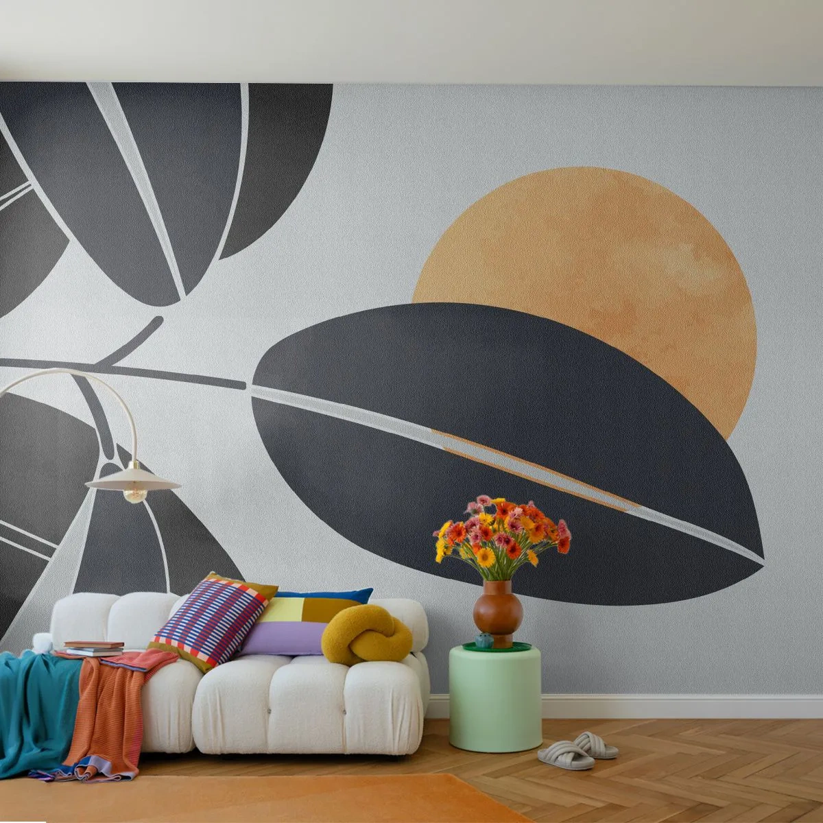 Fototapete Premium Sand - Heißer Sommertag - Botanik, Blätter, Minimalismus - 200x140 cm