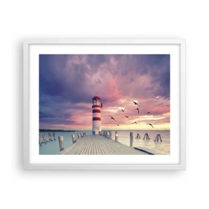 Poster in einem weißen Rahmen - Es ist Zeit zum Hafen zu gehen - 50x40 cm