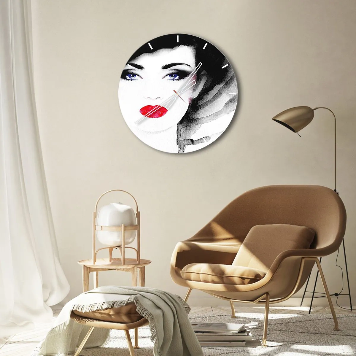 Wanduhr - Glasuhr - Er drückt zurück und ruft an - 40x40 cm