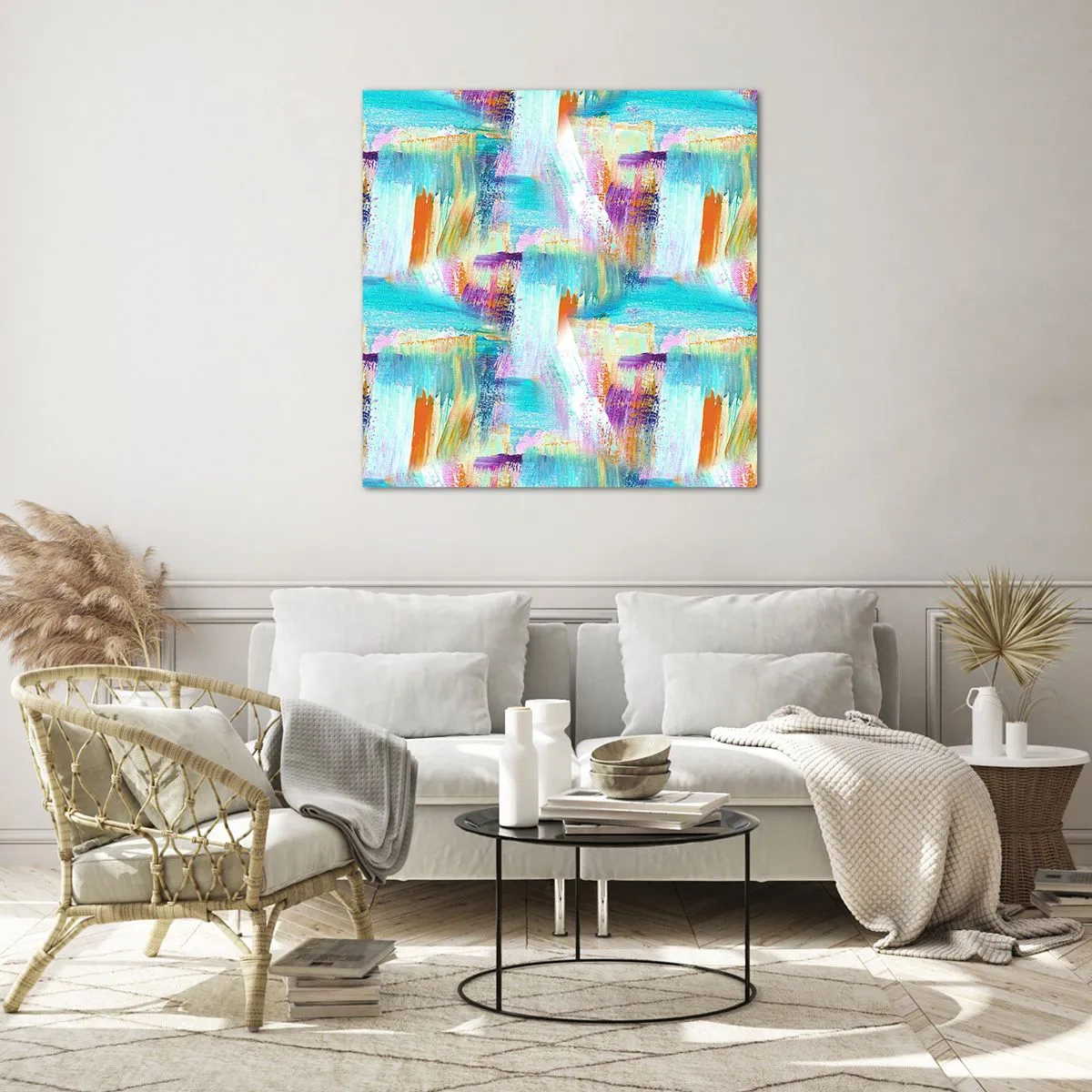 Glasbild - Bild auf glas - Fröhlicher Labyrinth-Liner - 70x70 cm