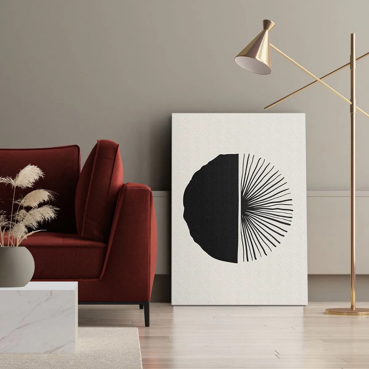 Bild auf Leinwand - Leinwandbild - Minimalistisches schwarzes Motiv auf hellem Hintergrund - 70x100cm - Eine Reihe von Möglichkeiten - Moderne Wanddekoration für Wohnzimmer und Schlafzimmer ARTTOR