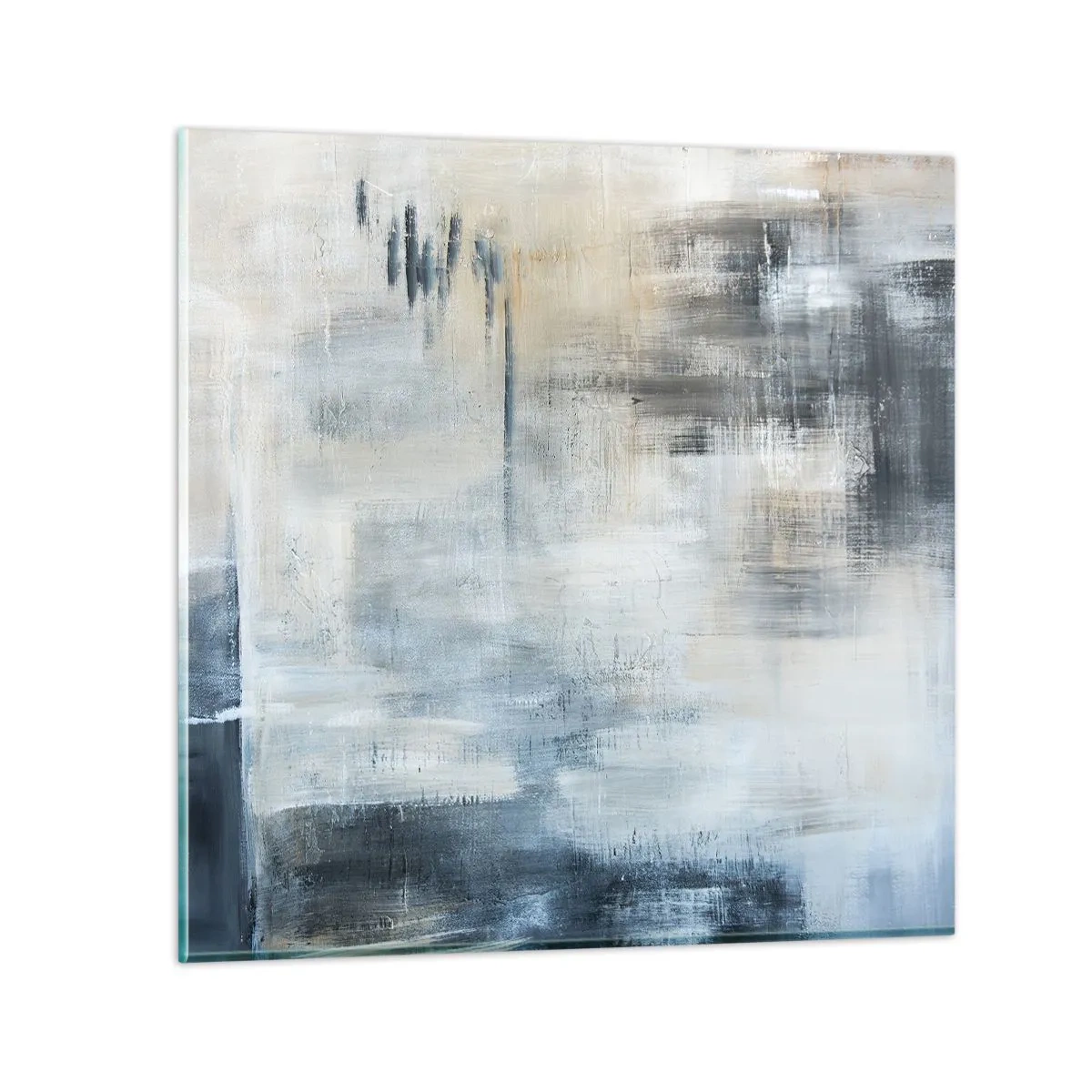 Glasbild - Bild auf glas - Hinter dem blauen Vorhang - 70x70 cm