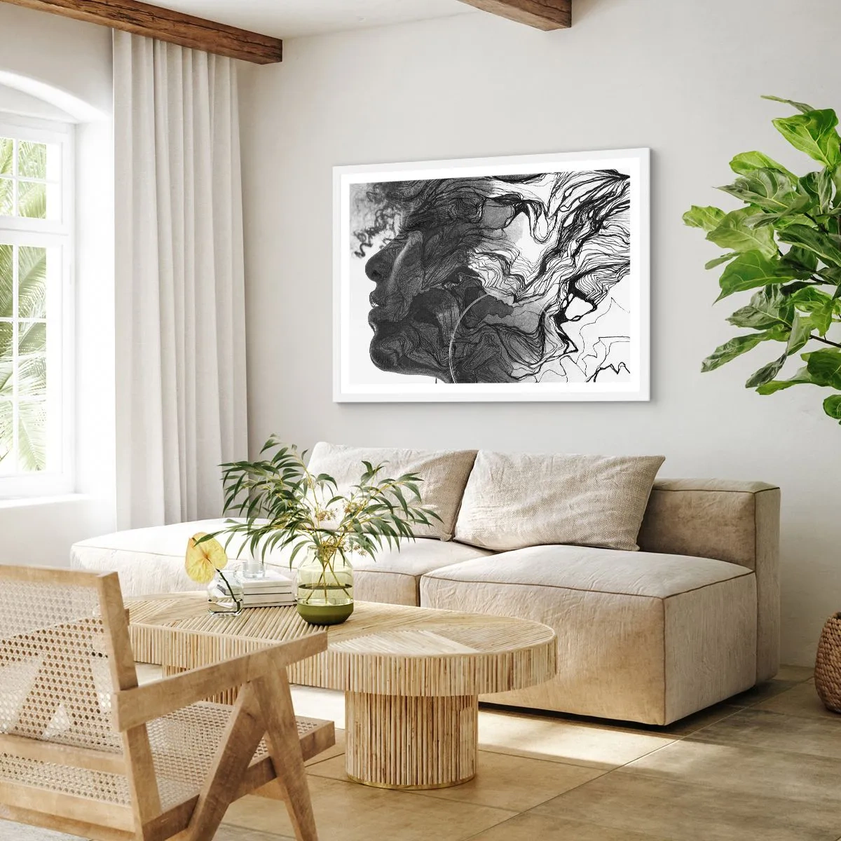 Poster in einem weißen Rahmen - Verstrickt in Träume - 100x70 cm