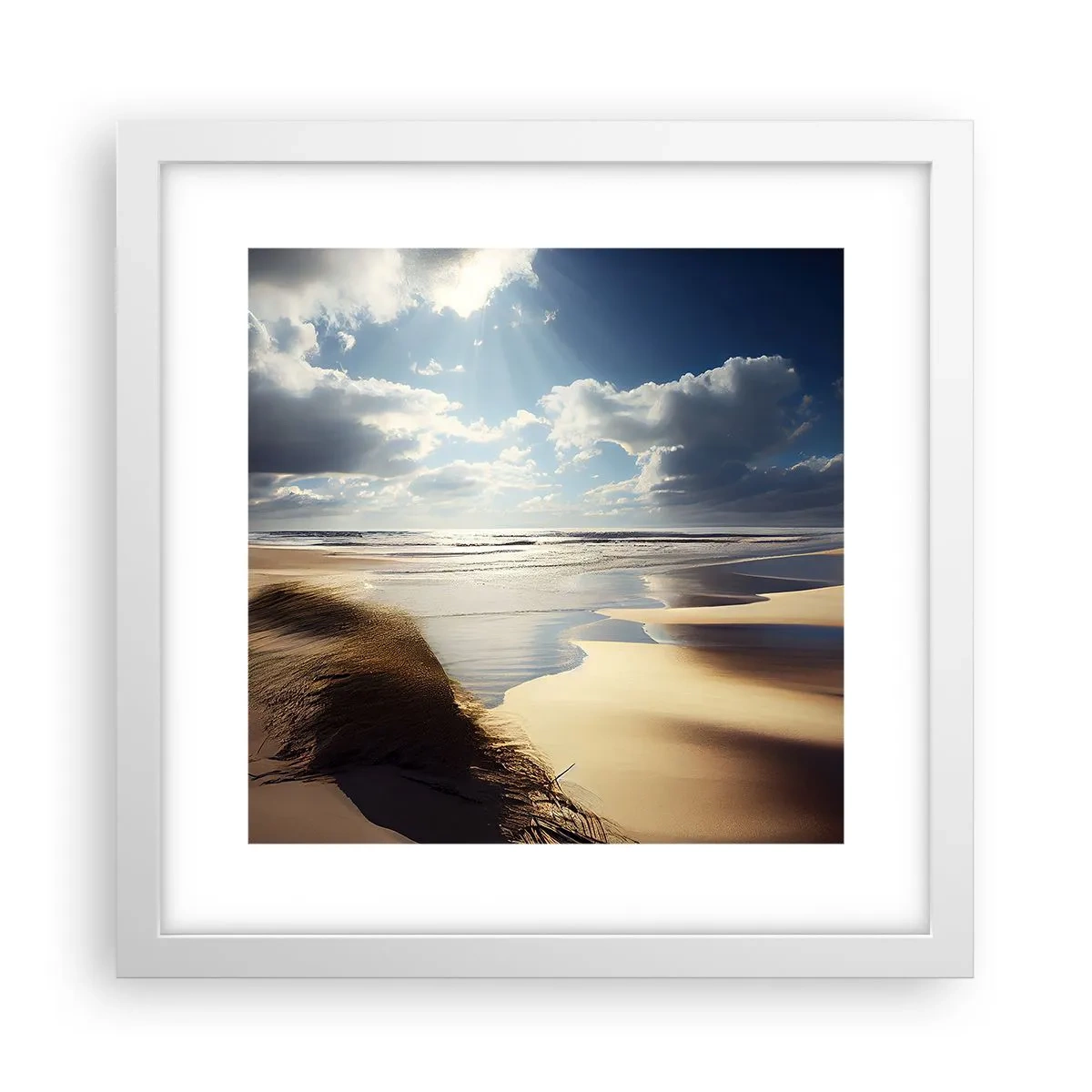 Poster in einem weißen Rahmen - Strand, wilder Strand - 30x30 cm