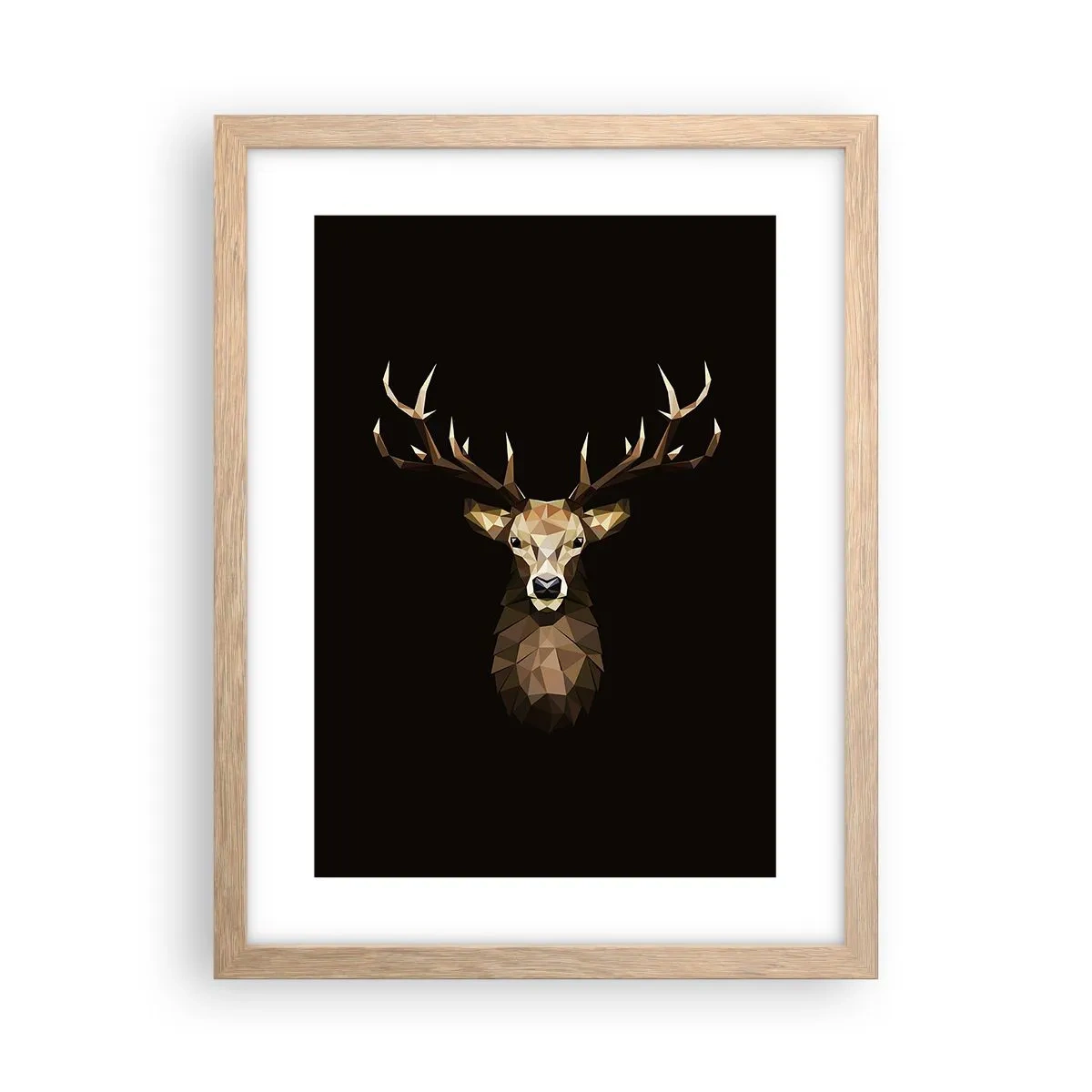Poster in einem Rahmen aus heller Eiche - Kubistischer Hirsch - 30x40 cm