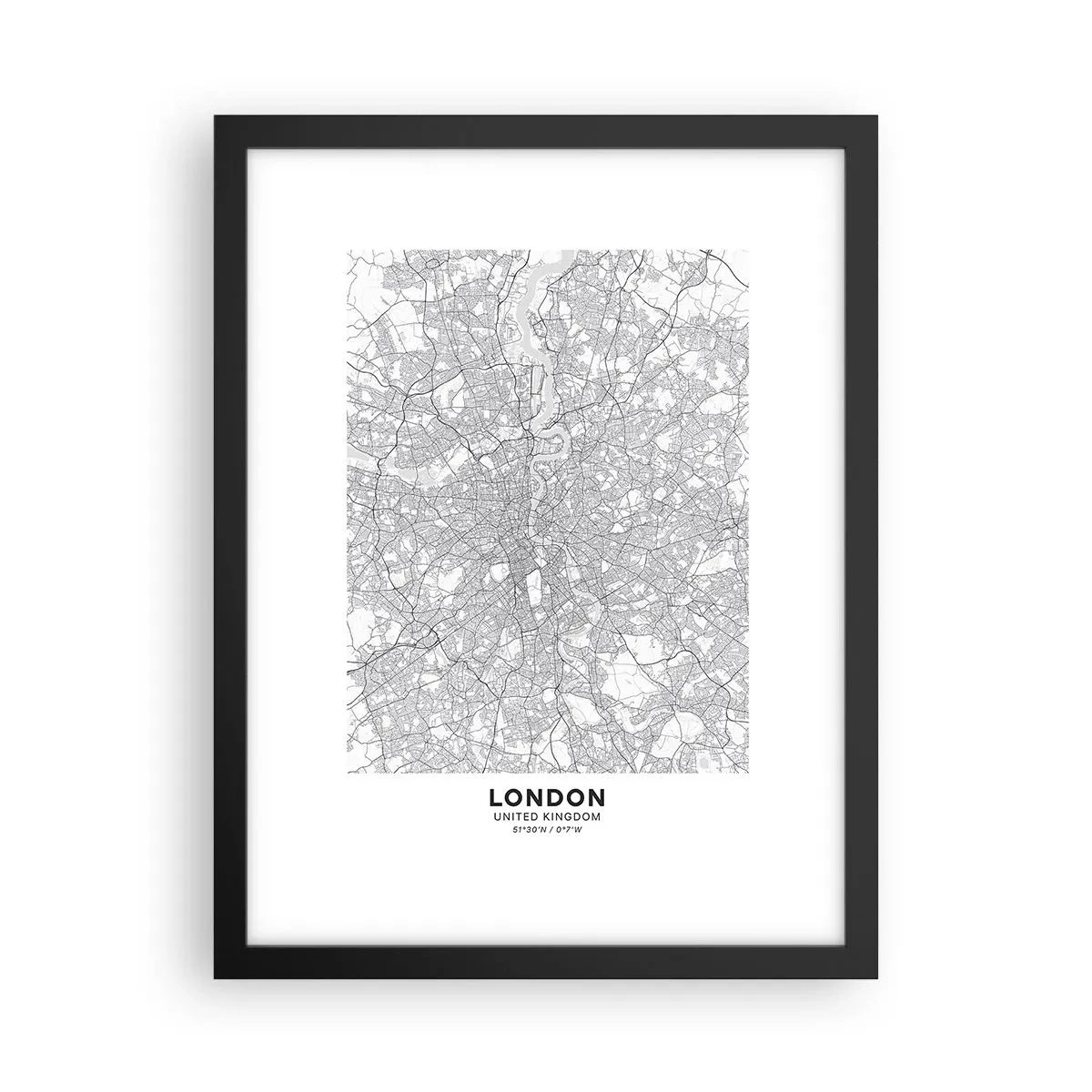 Poster in einem schwarzem Rahmen - Karte des Labyrinths von London - 30x40 cm