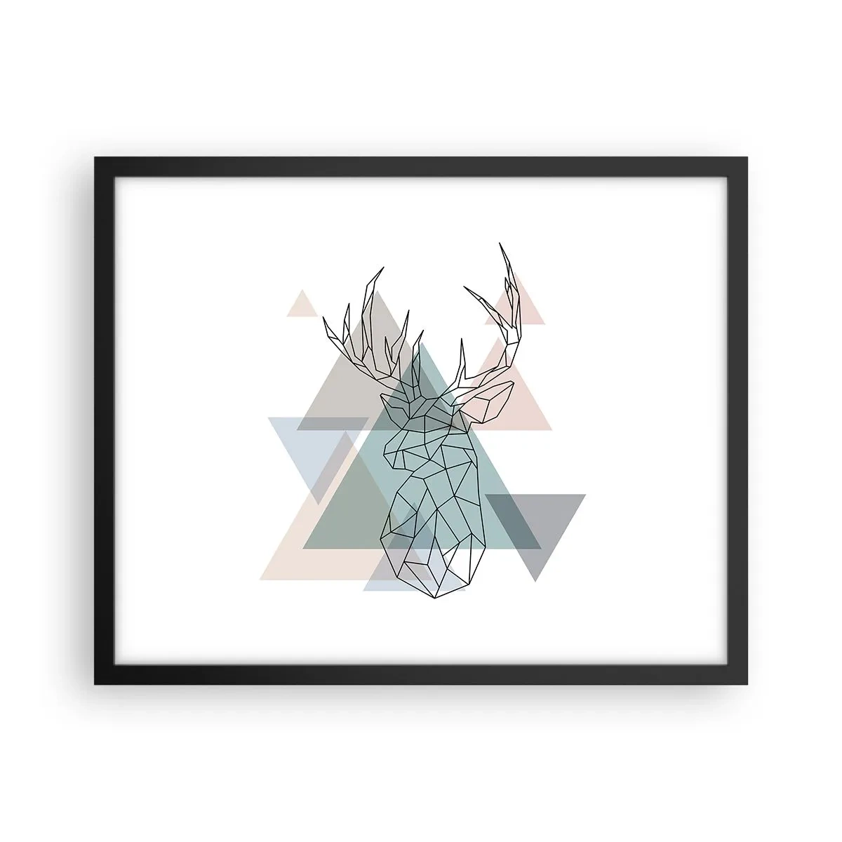 Poster in einem schwarzem Rahmen - In einem geometrischen Wald - 50x40 cm