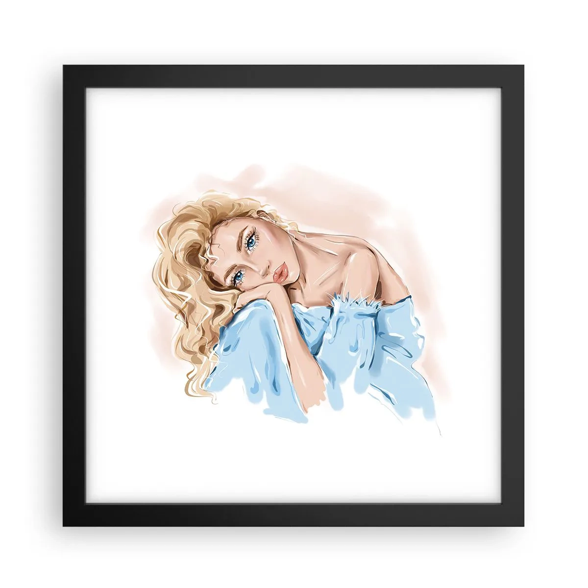 Poster in einem schwarzem Rahmen - Verträumt im Blau - 30x30 cm