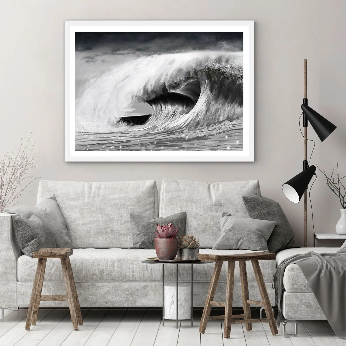 Poster in einem weißen Rahmen - Wut des Ozeans - 40x30 cm