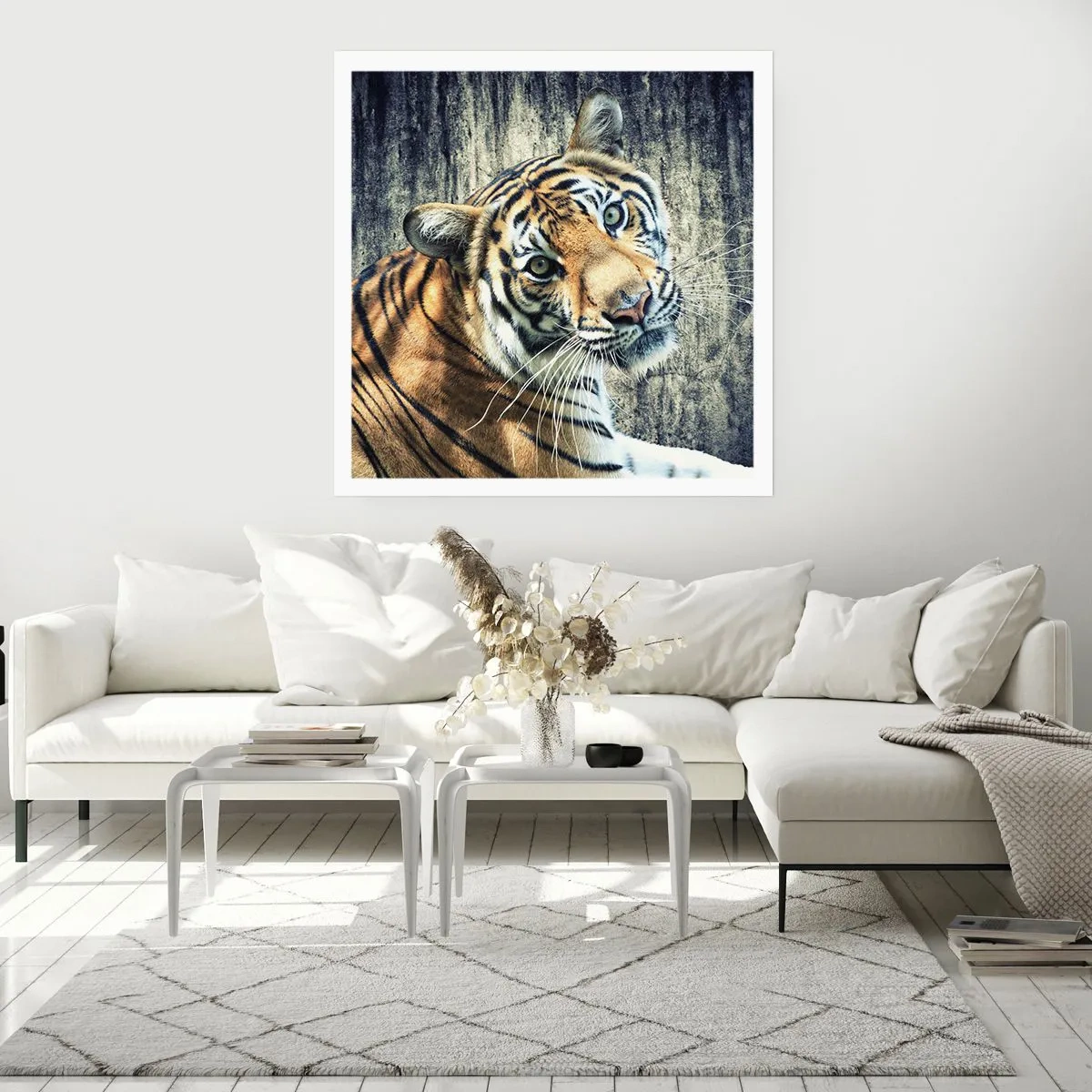 Poster - Portrait in Lichtstrahlen - 60x60 cm