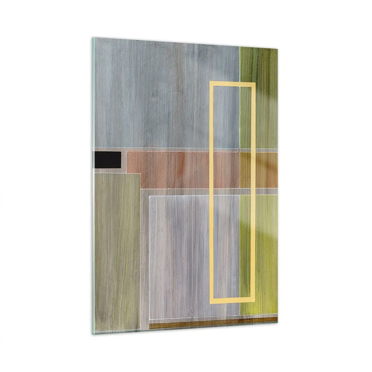 Glasbild - Bild auf glas - Moderne Abstraktion mit rechteckigen Formen und erdigen Farben - 50x70cm - Einfach und ruhig - Moderne Wanddekoration für Wohnzimmer und Schlafzimmer ARTTOR