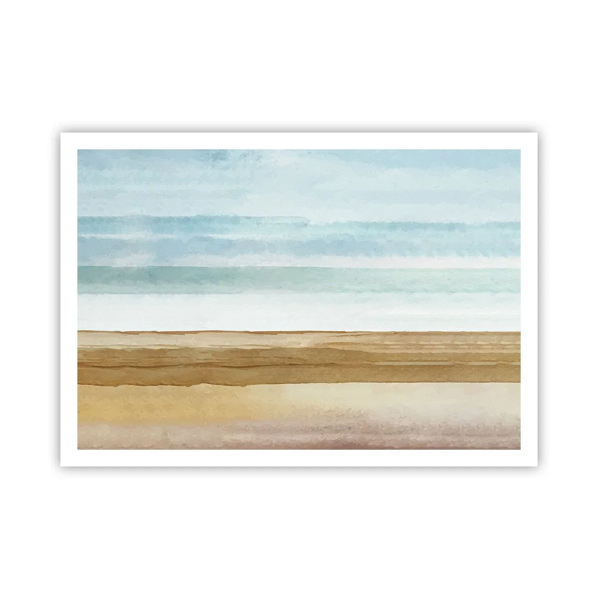 Poster - Abstrakte Strandlandschaft in Pastelltönen - 100x70cm - Trost - Moderne Wanddekoration für Wohnzimmer und Schlafzimmer ARTTOR