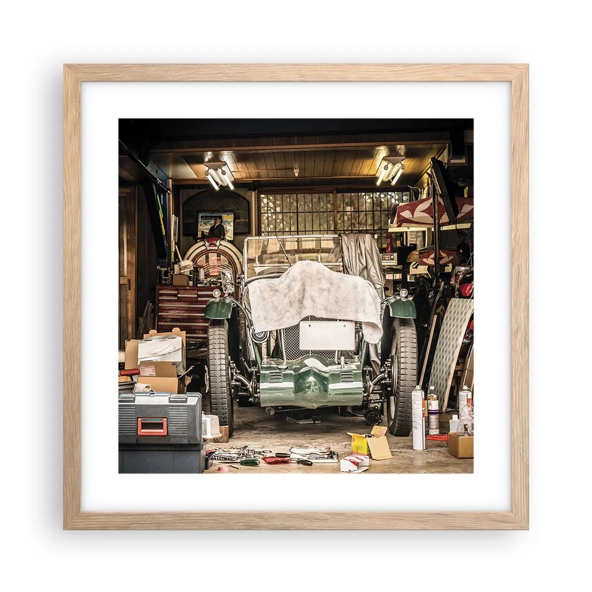 Poster in einem Rahmen aus heller Eiche - Zurück in die Vergangenheit - 40x40 cm