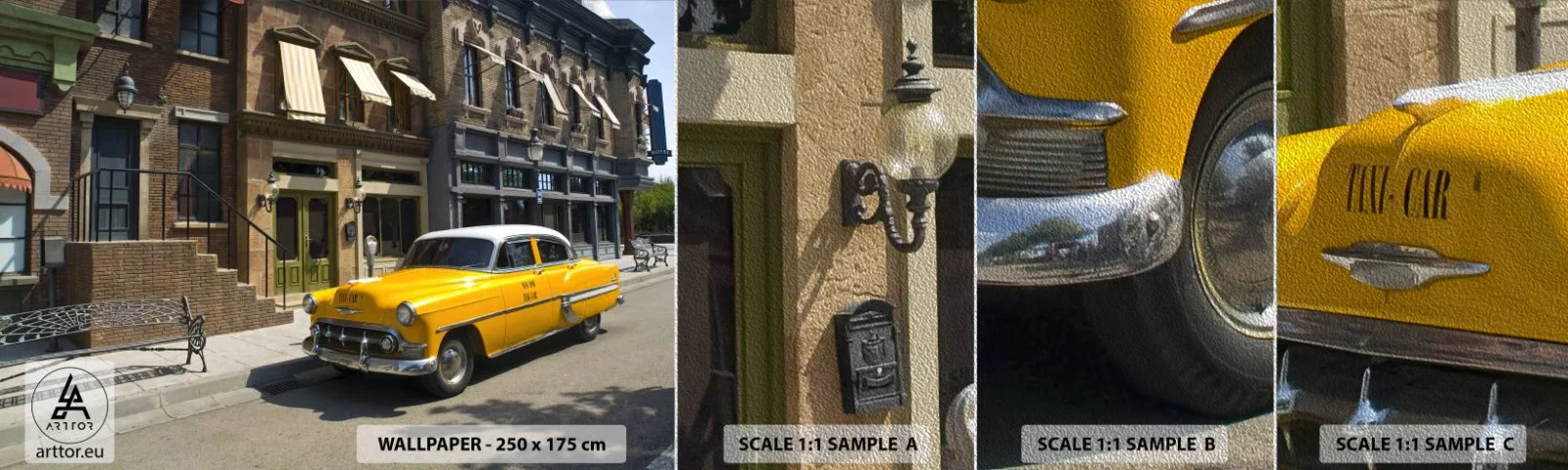 Fototapeten Muster Premium Sand - Vor langer Zeit in Amerika - Stadt, Taxi, New York - 100x30 cm