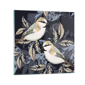 Glasbild - Bild auf glas - Gelb-blauer Triller - 70x70 cm