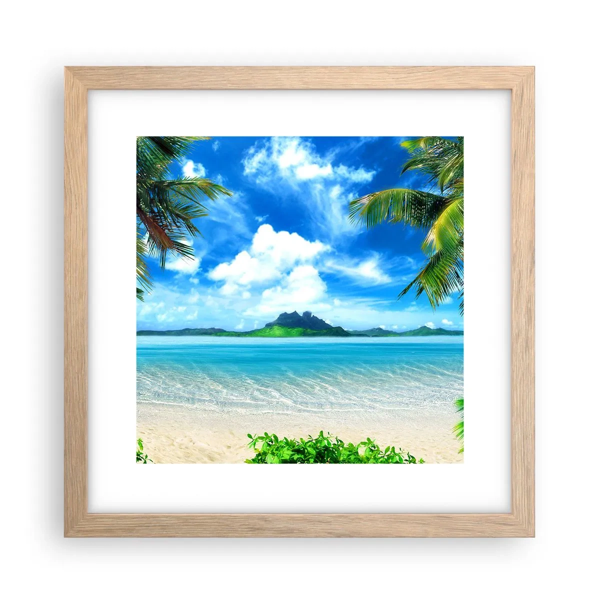 Poster in einem Rahmen aus heller Eiche - Das Azurblau der Tropen - 30x30 cm