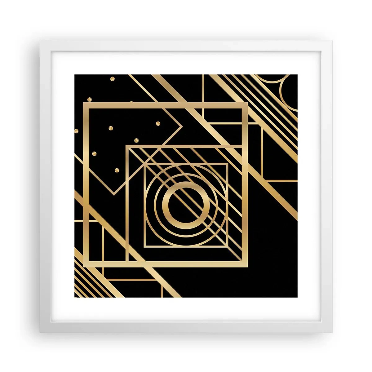 Poster in einem weißen Rahmen - Goldene Geometrie - 40x40 cm