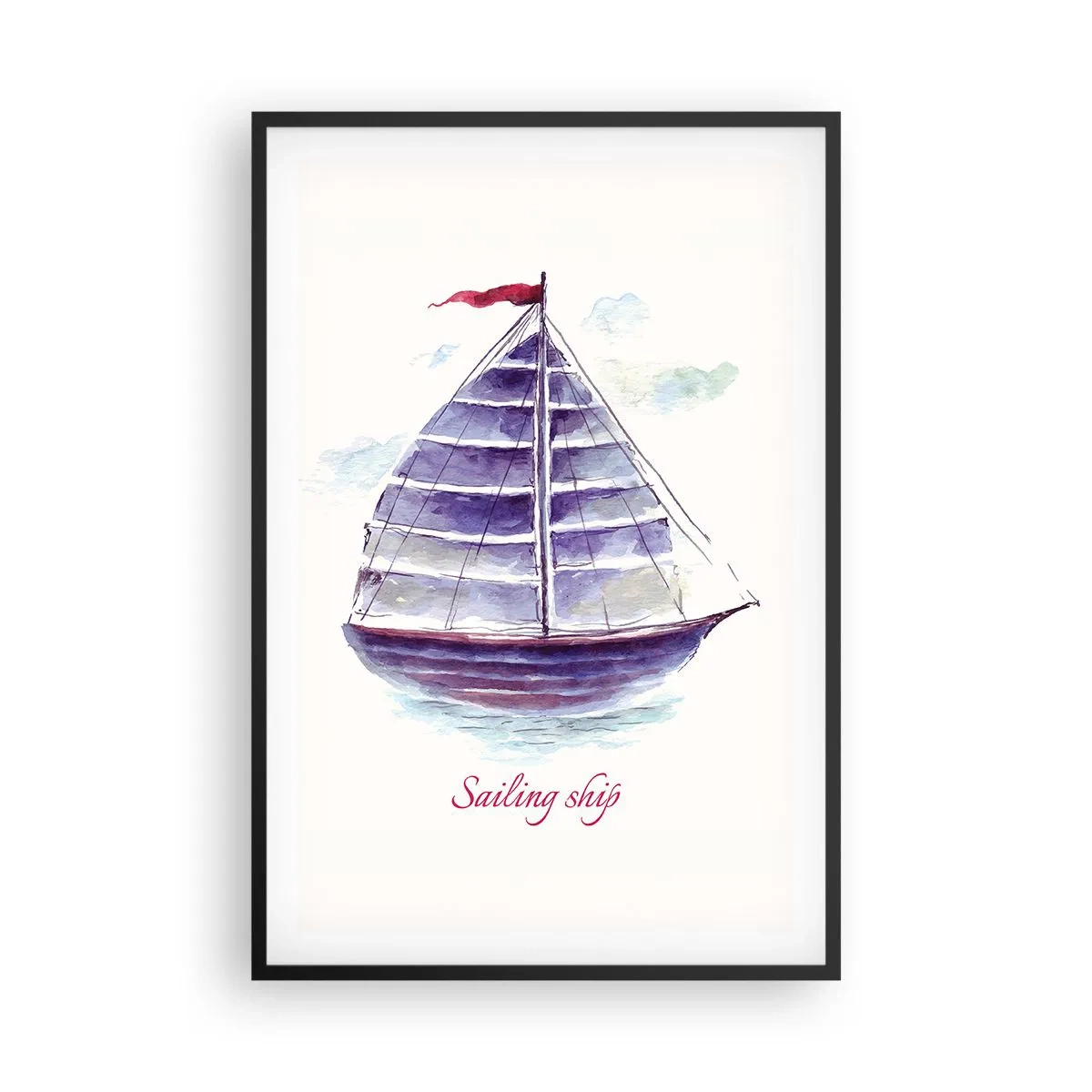 Poster in einem schwarzem Rahmen - Volle Segel und ruhiges Wasser - 61x91 cm