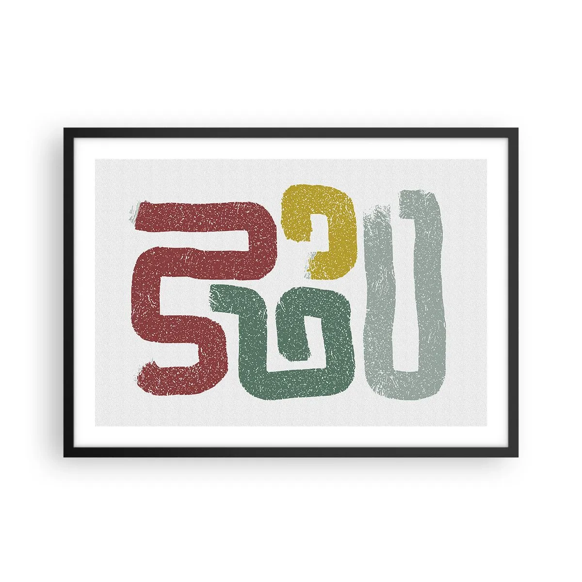 Poster in einem schwarzem Rahmen - Bunte geometrische Muster im abstrakten Stil - 70x50cm - In einer unbekannten Sprache - Moderne Wanddekoration für Wohnzimmer und Schlafzimmer ARTTOR