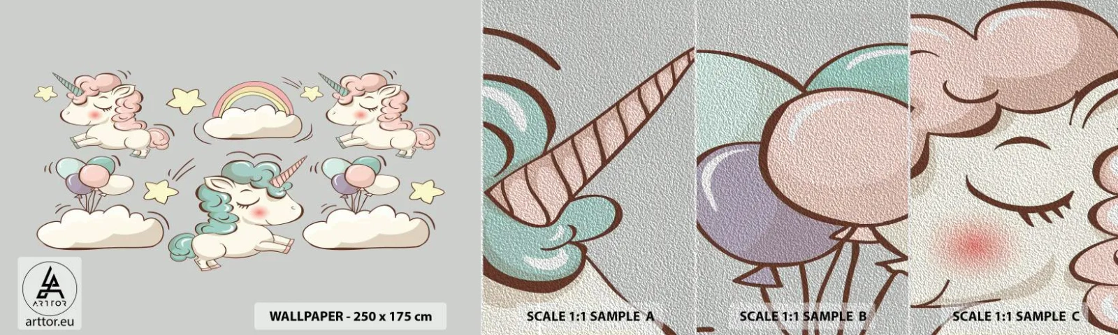 Fototapeten Muster Premium Sand - Sicherlich gibt es... - Für Kinder, Einhorn, Märchen - 100x30 cm