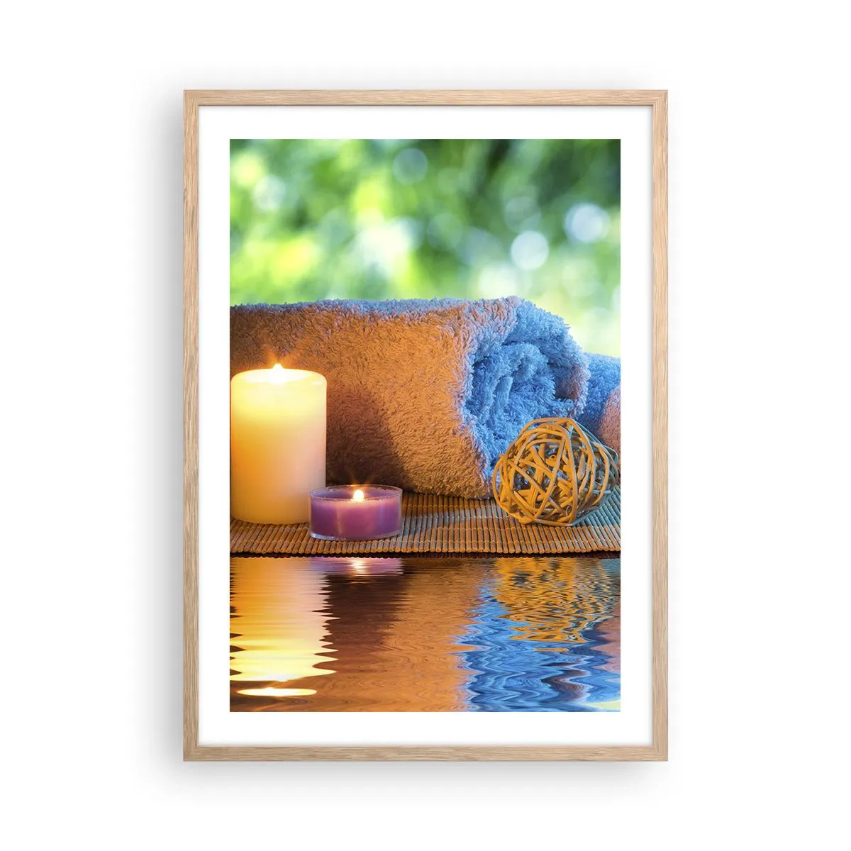 Poster in einem Rahmen aus heller Eiche - Zeit für den Körper - 50x70 cm