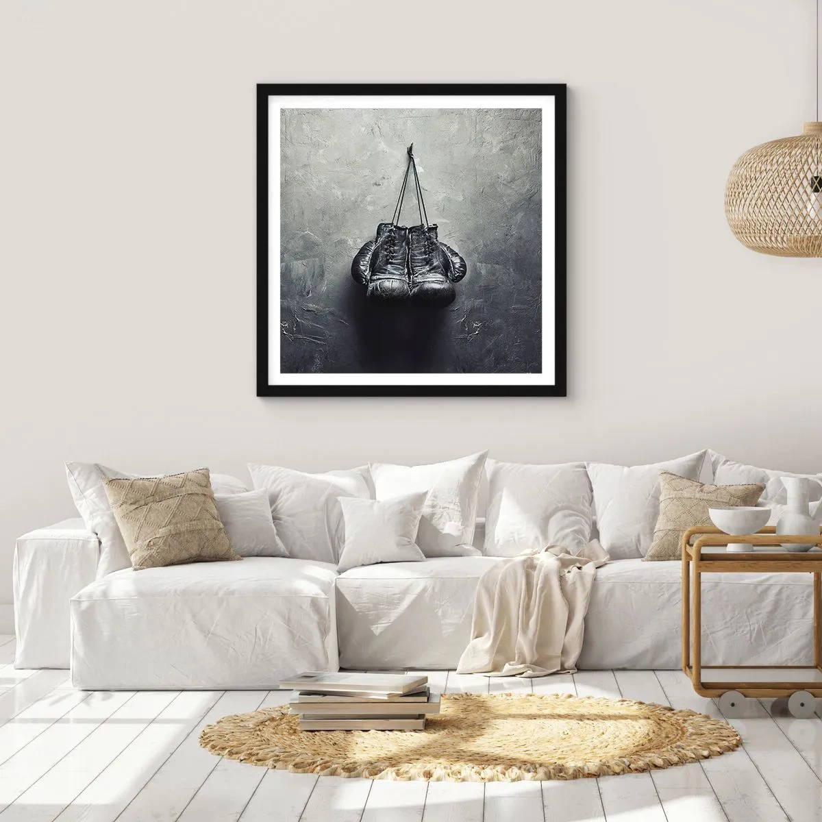 Poster in einem schwarzem Rahmen - Zeit des Kampfes und Zeit des Friedens - 60x60 cm