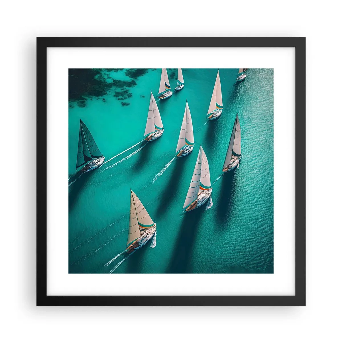 Poster in einem schwarzem Rahmen - Im Wettbewerb mit dem Wind - 40x40 cm