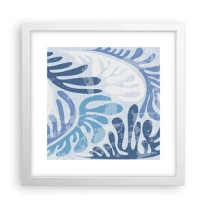 Poster in einem weißen Rahmen - Blaue Farne - 30x30 cm
