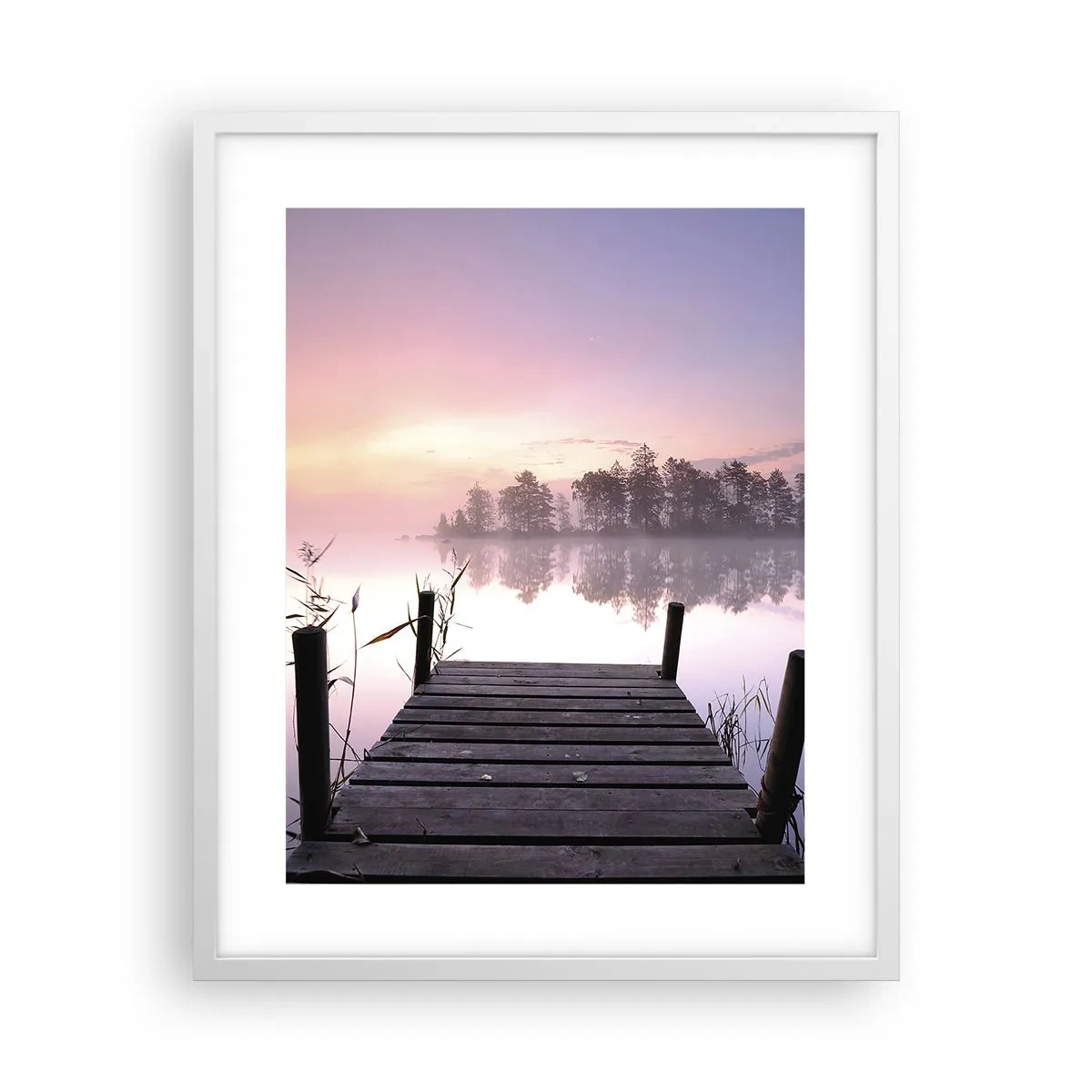 Poster in einem weißen Rahmen - Aus dem lila Nebel ... - 40x50 cm