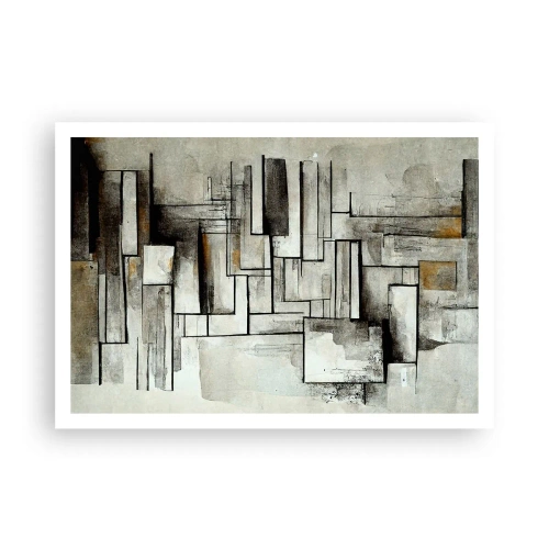 Poster - Abstrakte Rechtecke in Grau- und Schwarztönen - 100x70cm - Kraft der Einfachheit - Moderne Wanddekoration für Wohnzimmer und Schlafzimmer ARTTOR