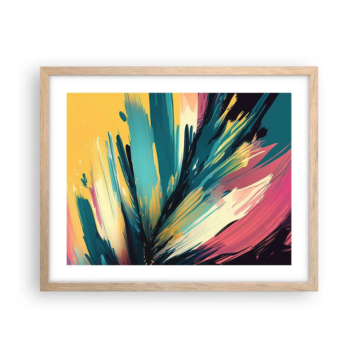 Poster in einem Rahmen aus heller Eiche - Komposition – eine Explosion der Freude - 50x40 cm